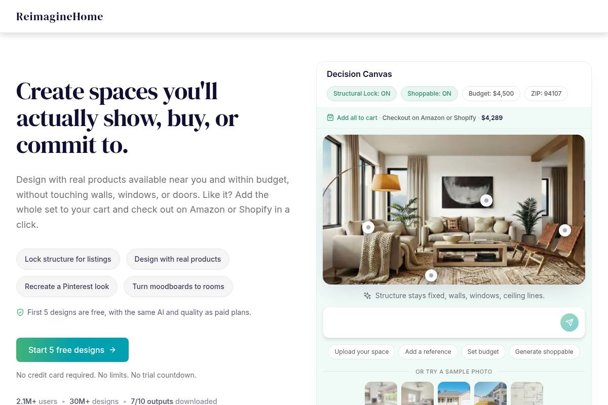4. REimagineHome: Best for AI Virtual Staging