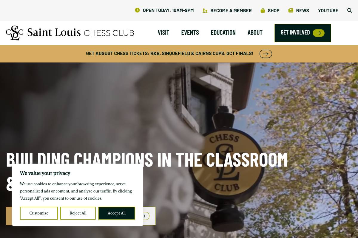 4. Saint Louis Chess Club — Best for In-Person USCF Tournament Access and Elite Scholastic Programs