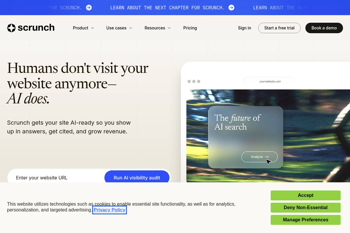 4. Scrunch AI — Best for AI Crawler and Agent-Traffic Analytics