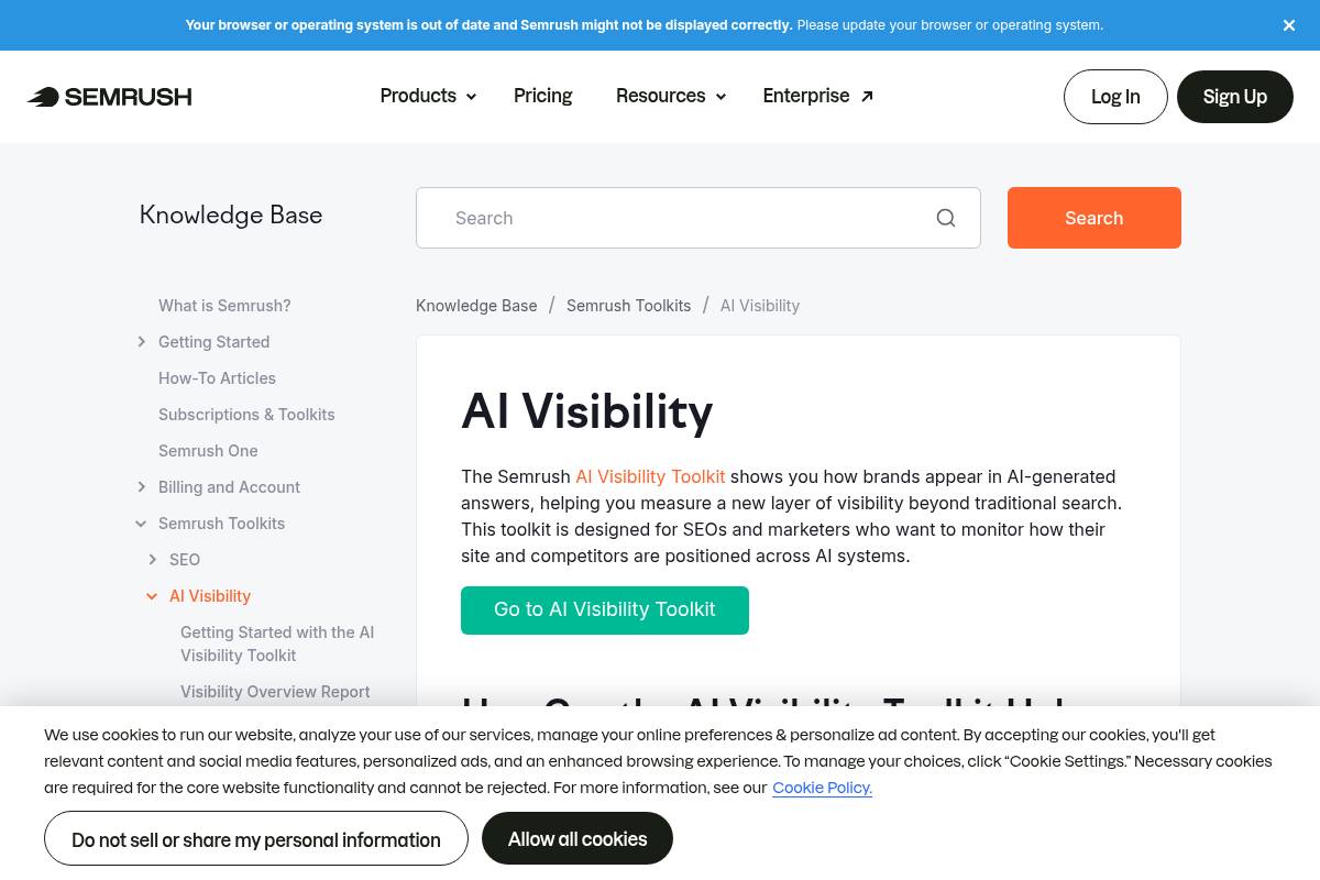 4. Semrush AI Toolkit — Best for SEO Teams Adding AI Visibility