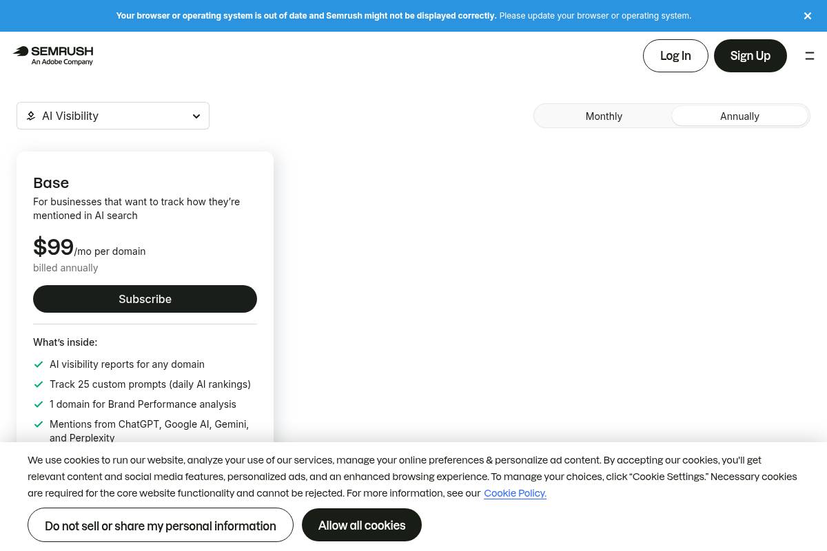4. Semrush AI Visibility Toolkit — Best for Existing Semrush Users Adding Gemini Tracking