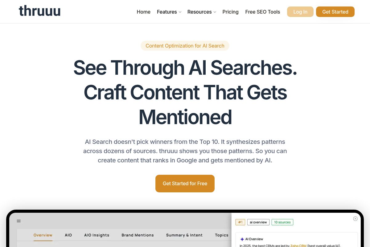 4. Thruuu AI Overview Monitor — Best for Content-Focused Optimization
