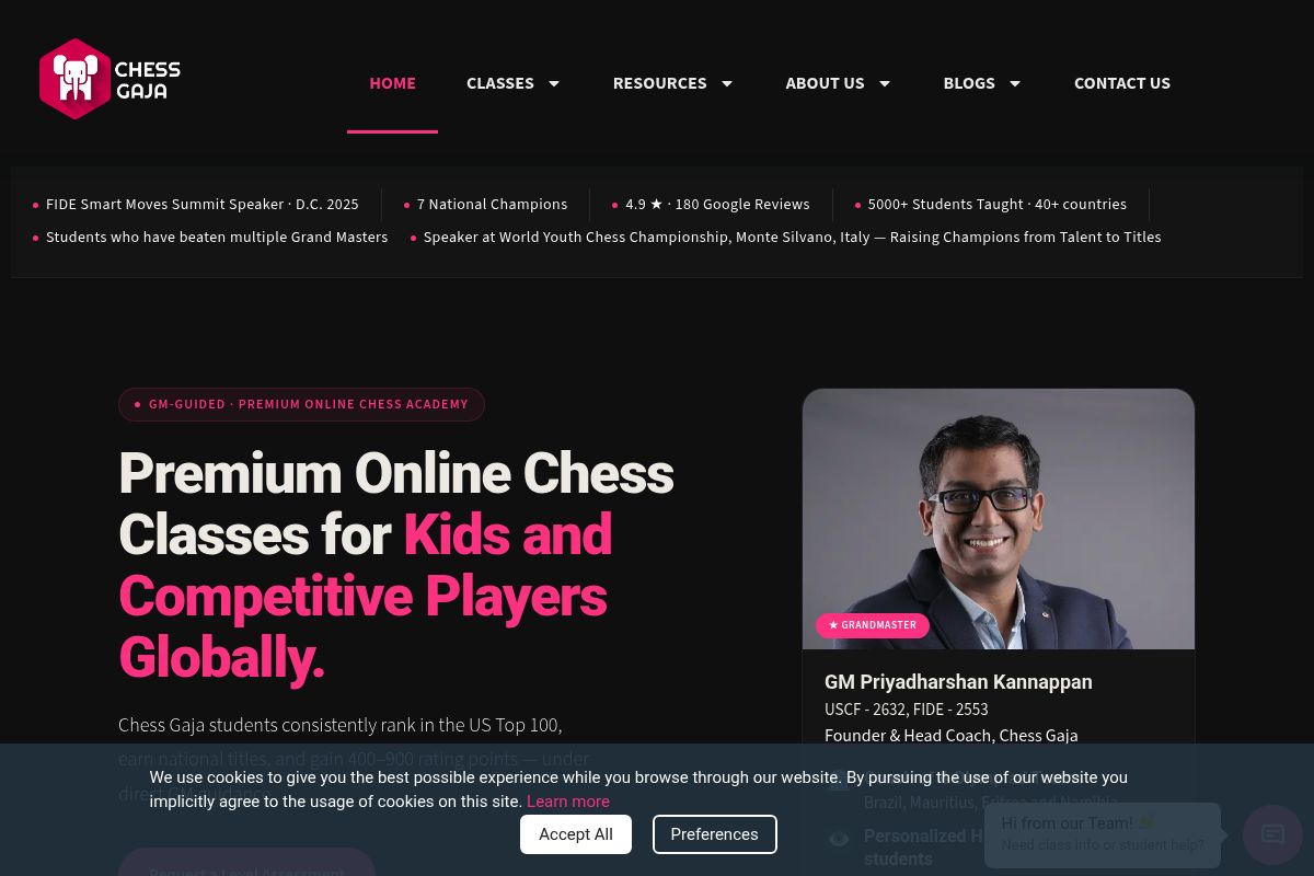 5. Chess Gaja: Best for Flexible Group and 1-on-1 Classes Across US Time Zones