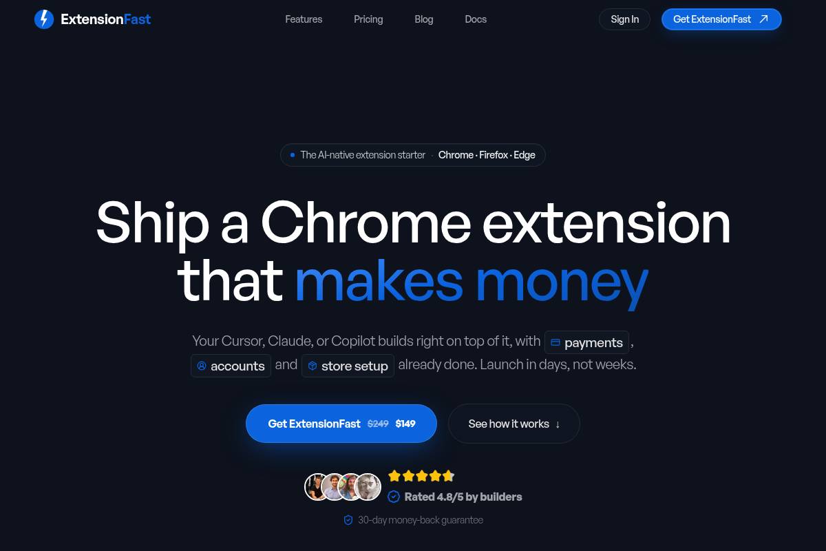 5. ExtensionFast — Best for Developers Shipping a Monetized SaaS Extension Fast