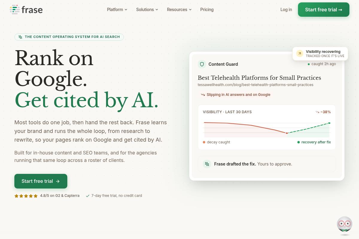 5. Frase — Best for Teams That Need AI Visibility Tracking and Content Creation Together