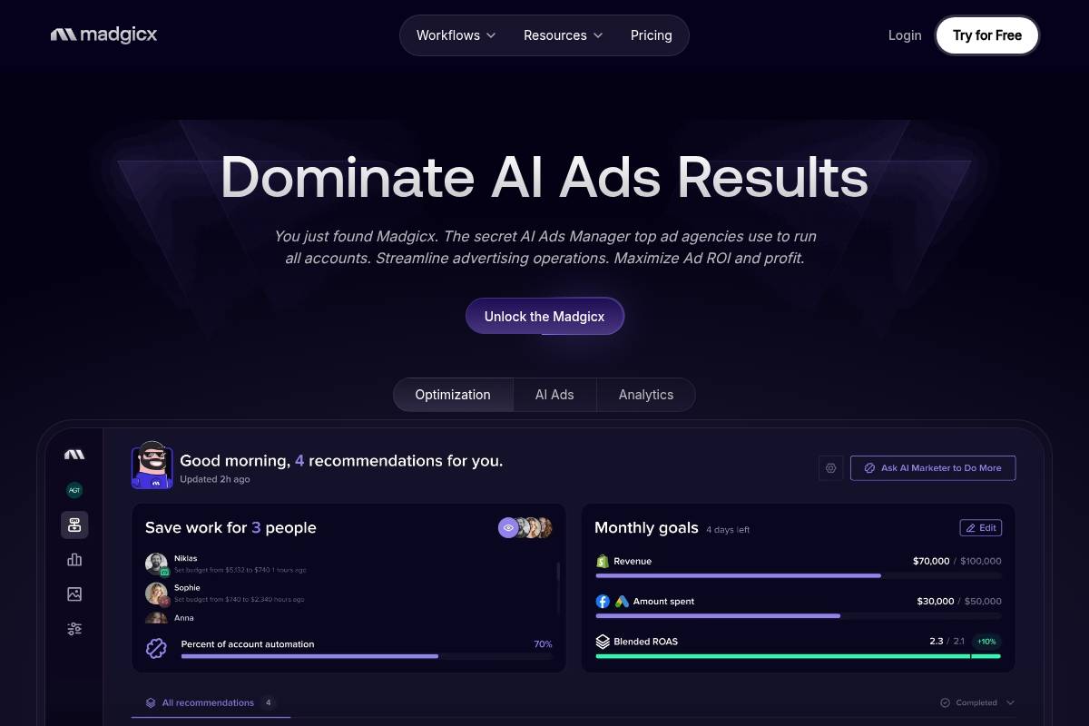 5. Madgicx: Best for Meta-Only Ecommerce Automation and Creative Insights