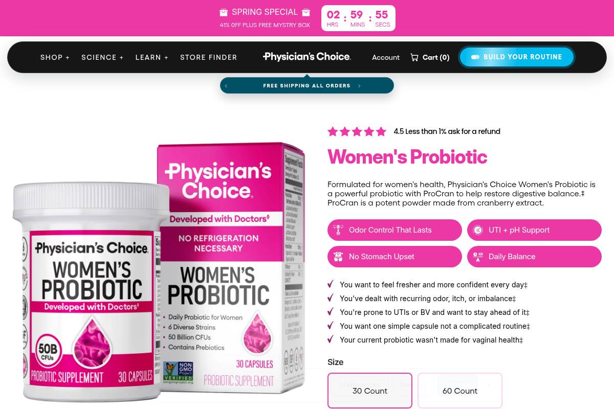 5. Physician's Choice Women's Probiotic: Best for High-CFU Value
