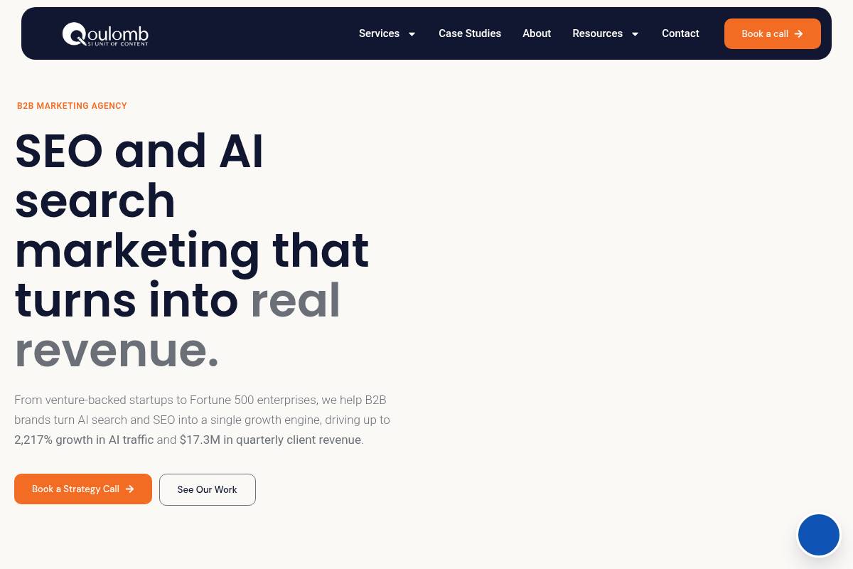 5. Qoulomb — Best for B2B SaaS GEO and Pipeline-Focused AI Search
