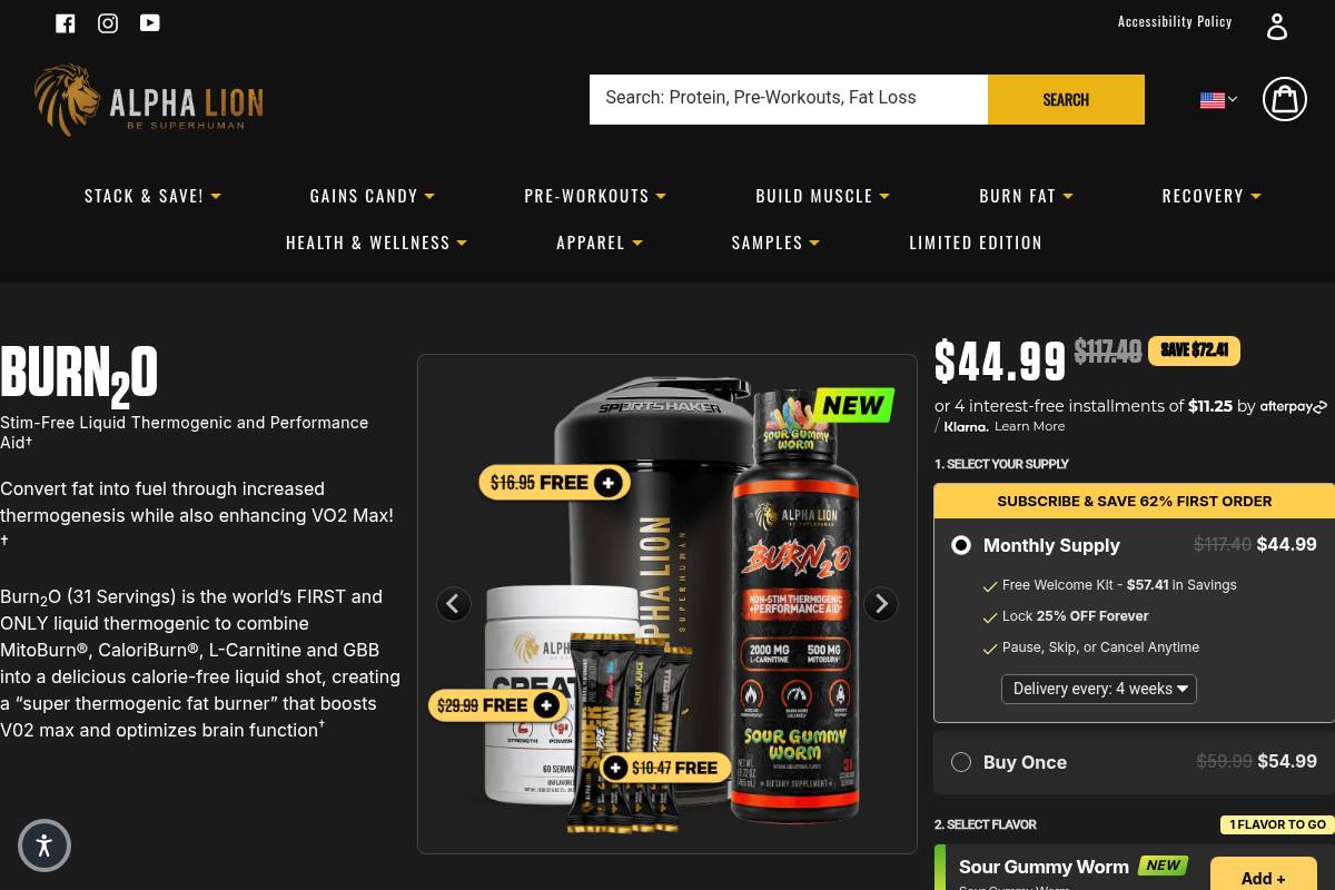 6. Alpha Lion Burn2O — Best for Stimulant-Free Liquid Thermogenic