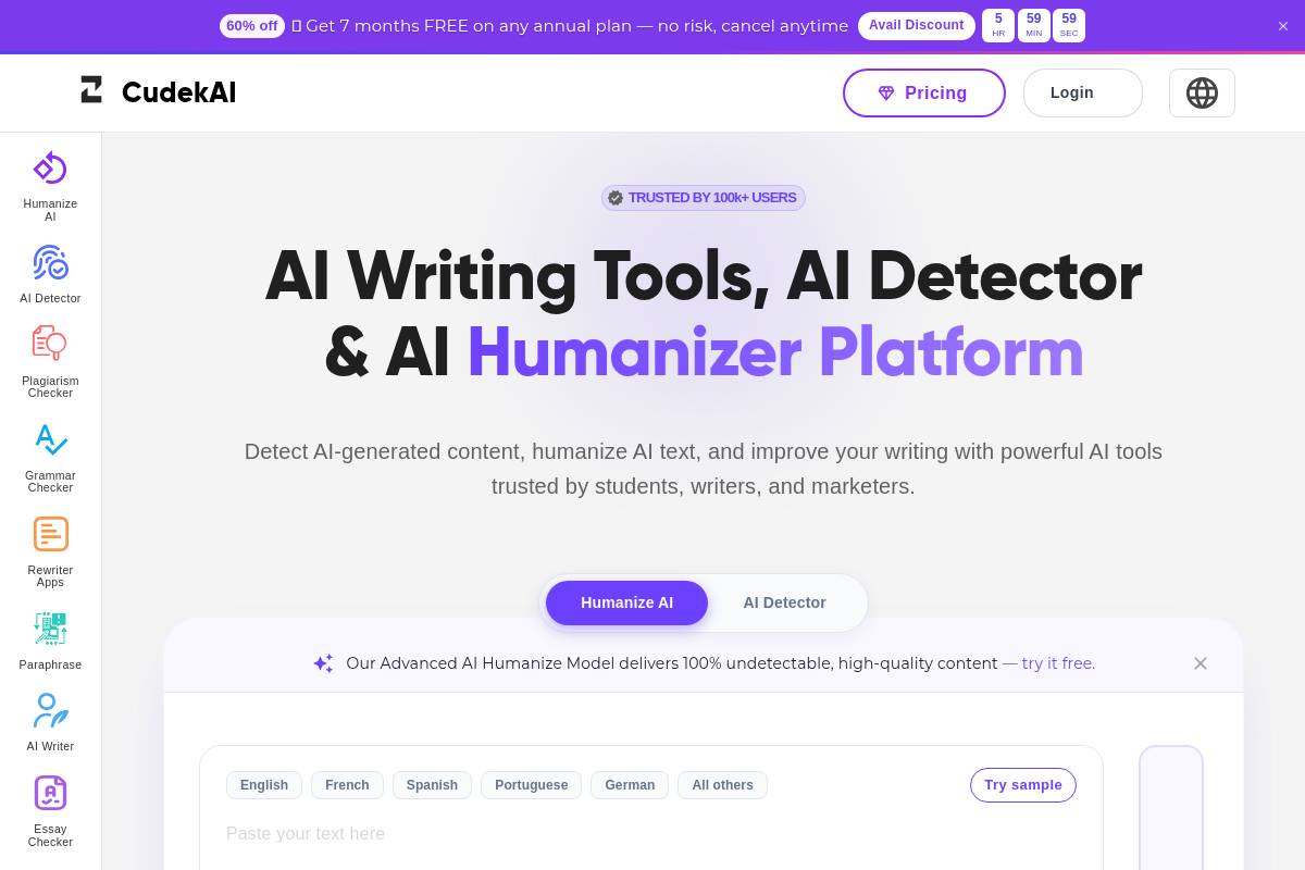 6. CudekAI — Best for Multilingual Content