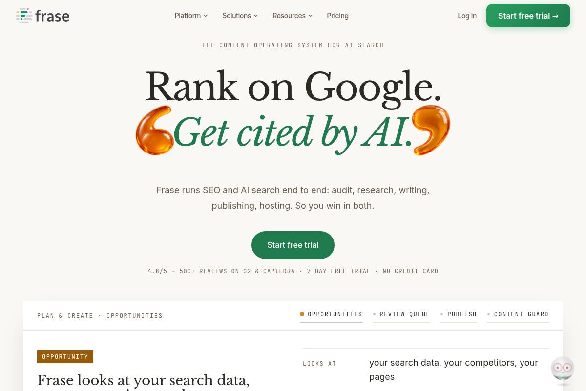 6. Frase: Best for Affordable Research-to-Draft Workflow