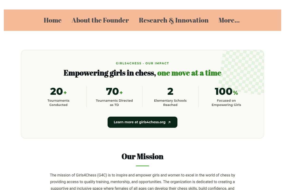 6. Girls4Chess (G4C) — Best Girls-Only Nonprofit for USCF Tournament Access and Mentorship