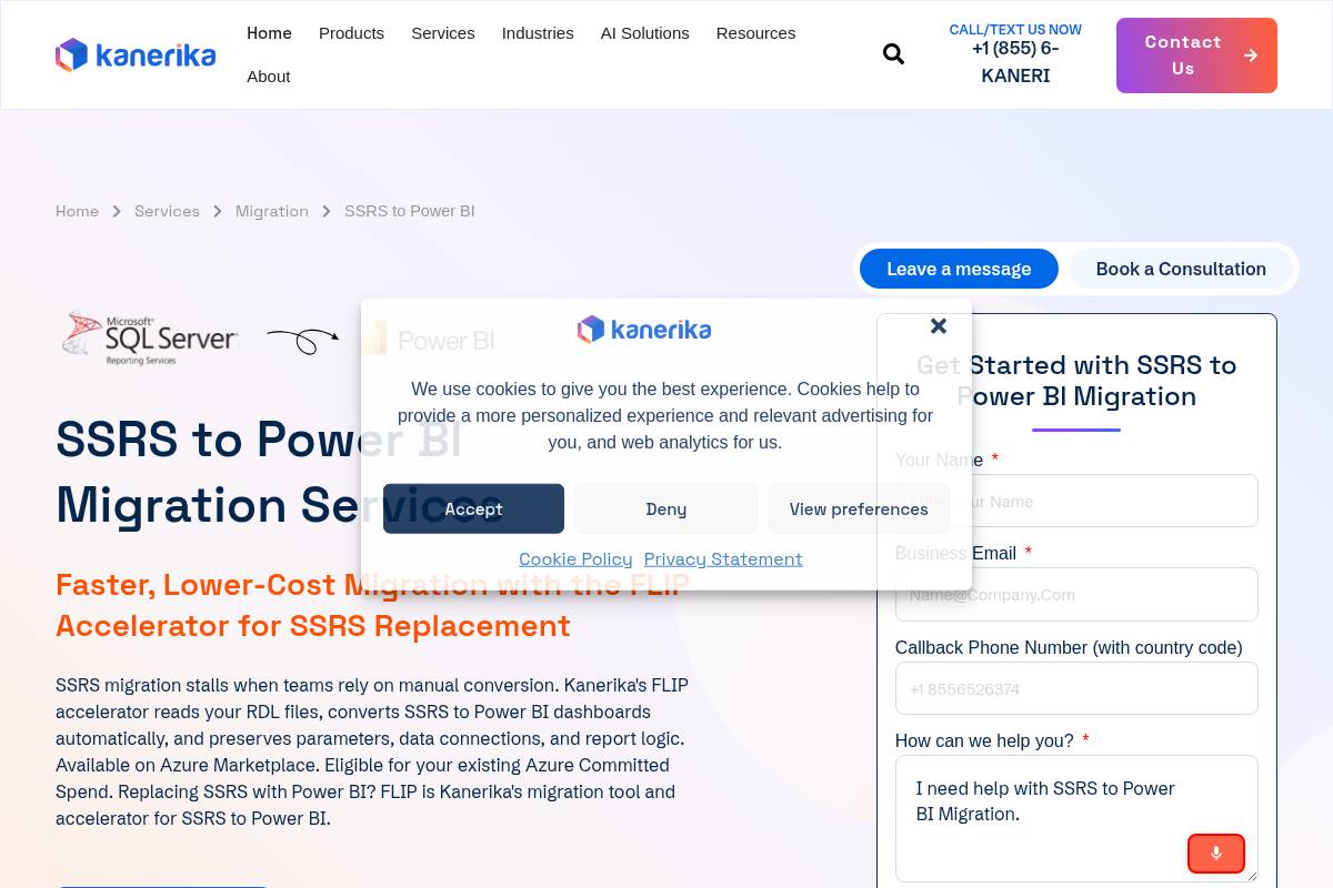 6. Kanerika FLIP: Best for SSRS and Cognos Modernization at Scale