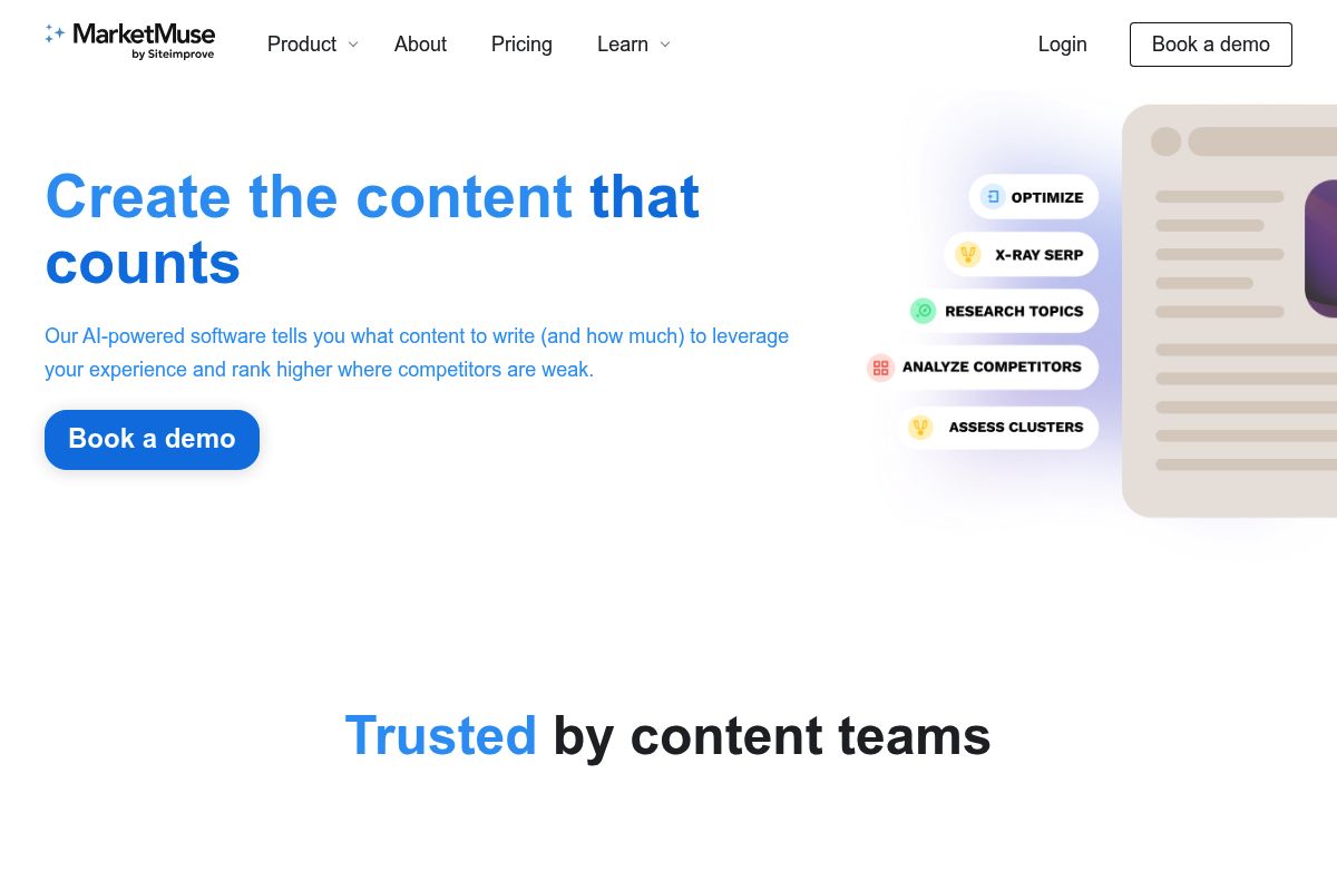 6. MarketMuse: Best for Domain-Level Topical Authority Modeling