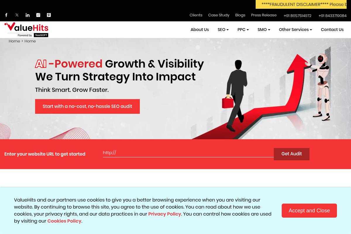 6. ValueHits: Best for Affordable Full-Stack Digital Marketing