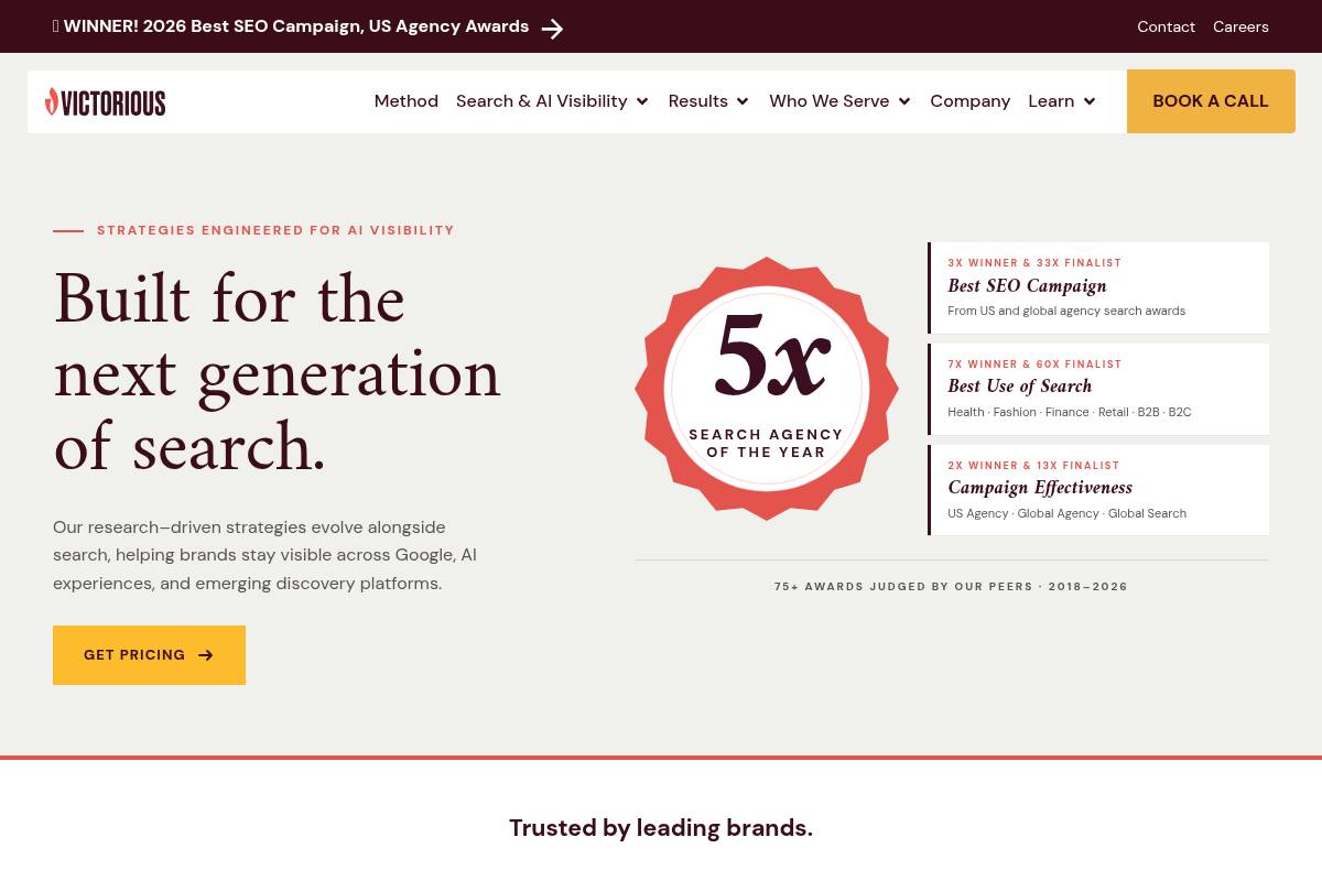 6. Victorious: Best for Enterprise SEO and AEO Dashboards