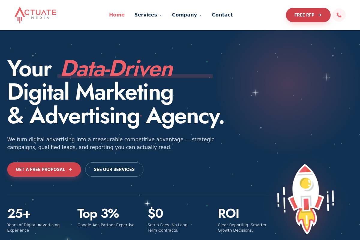 7. Actuate Media: Best for GEO-Ready Websites and Paid Search Integration