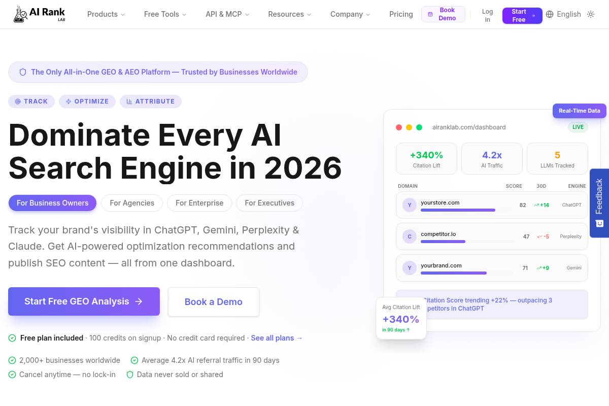 7. AI Rank Lab: Best for a Free Combined SEO, AEO, and GEO Audit