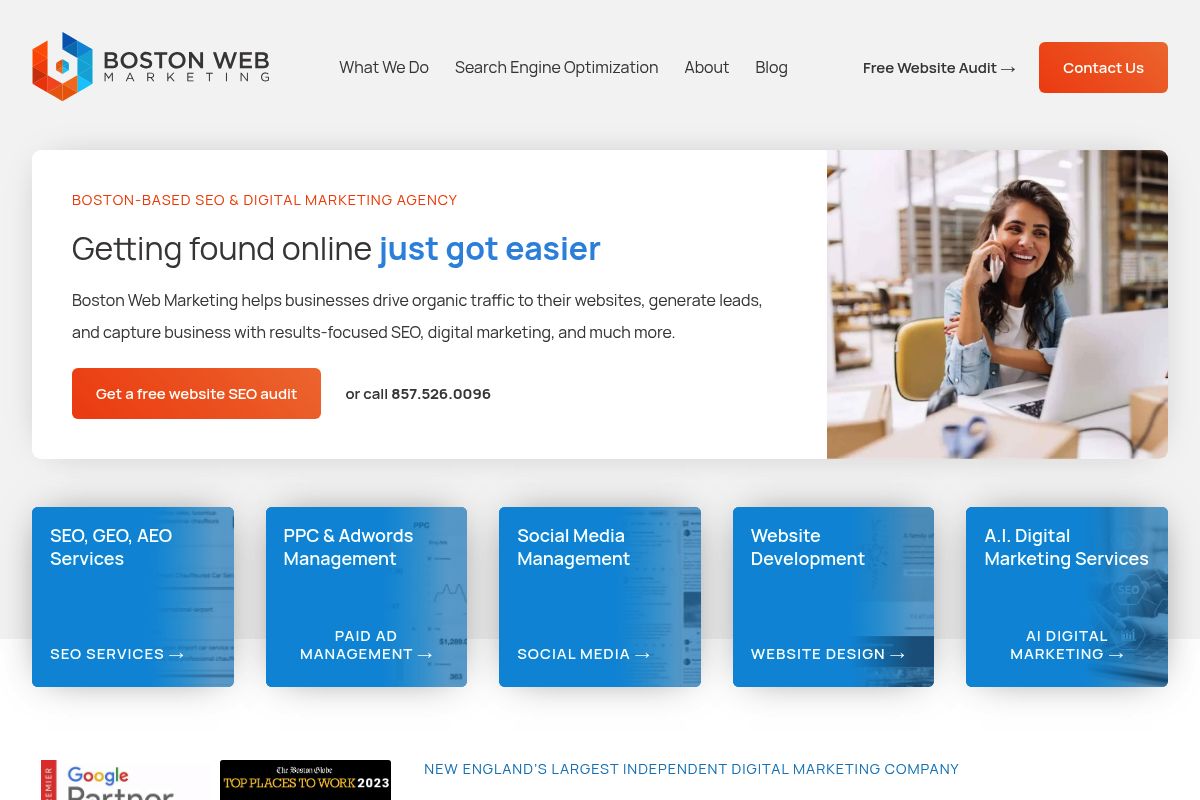 7. Boston Web Marketing: Best for Full-Service Local Businesses