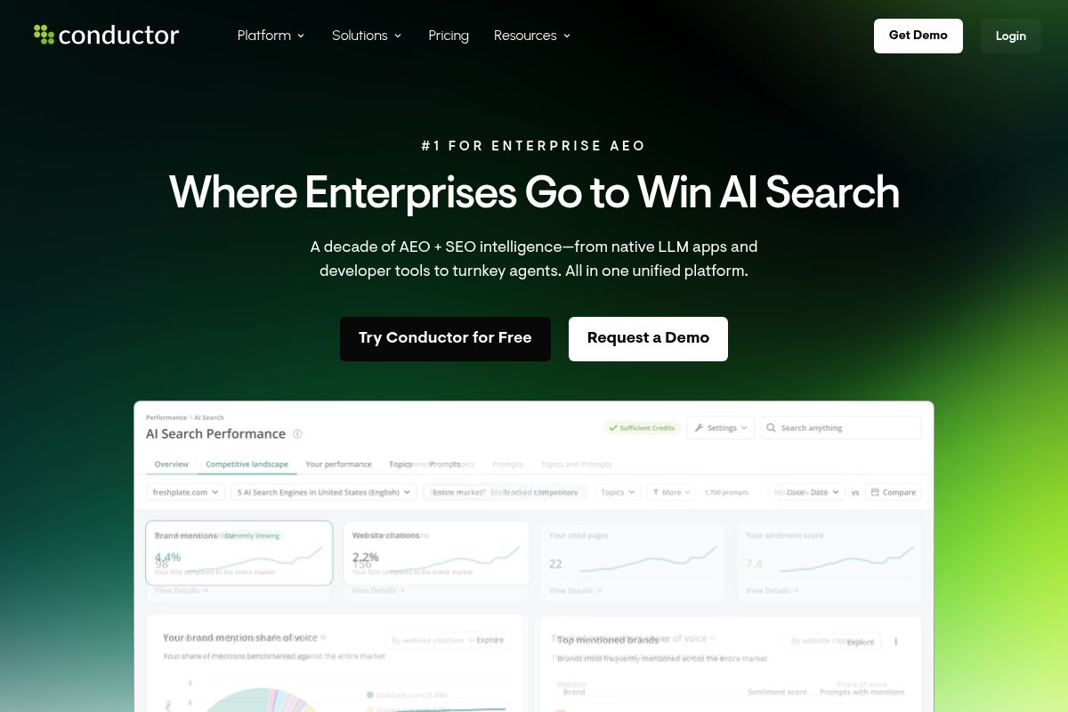 7. Conductor — Best for Enterprise AEO + SEO Unified Platform