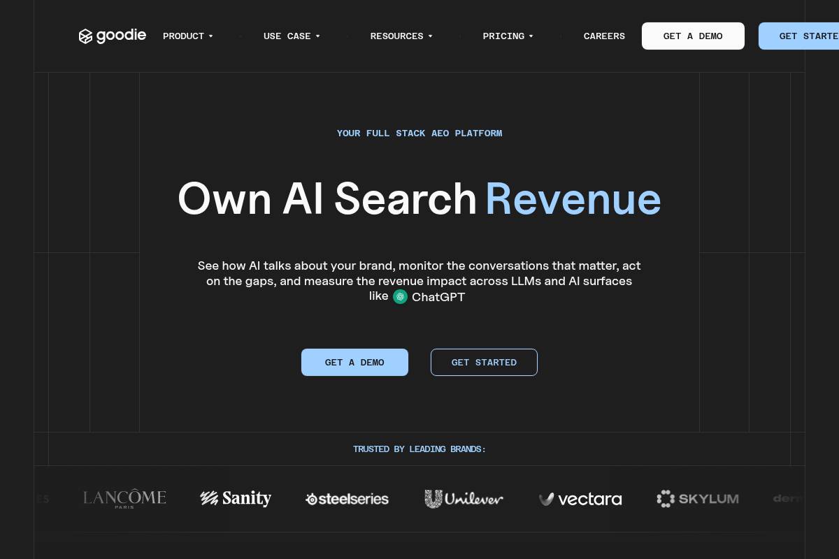 7. Goodie AI: Best for Ecommerce and Agentic Commerce Visibility