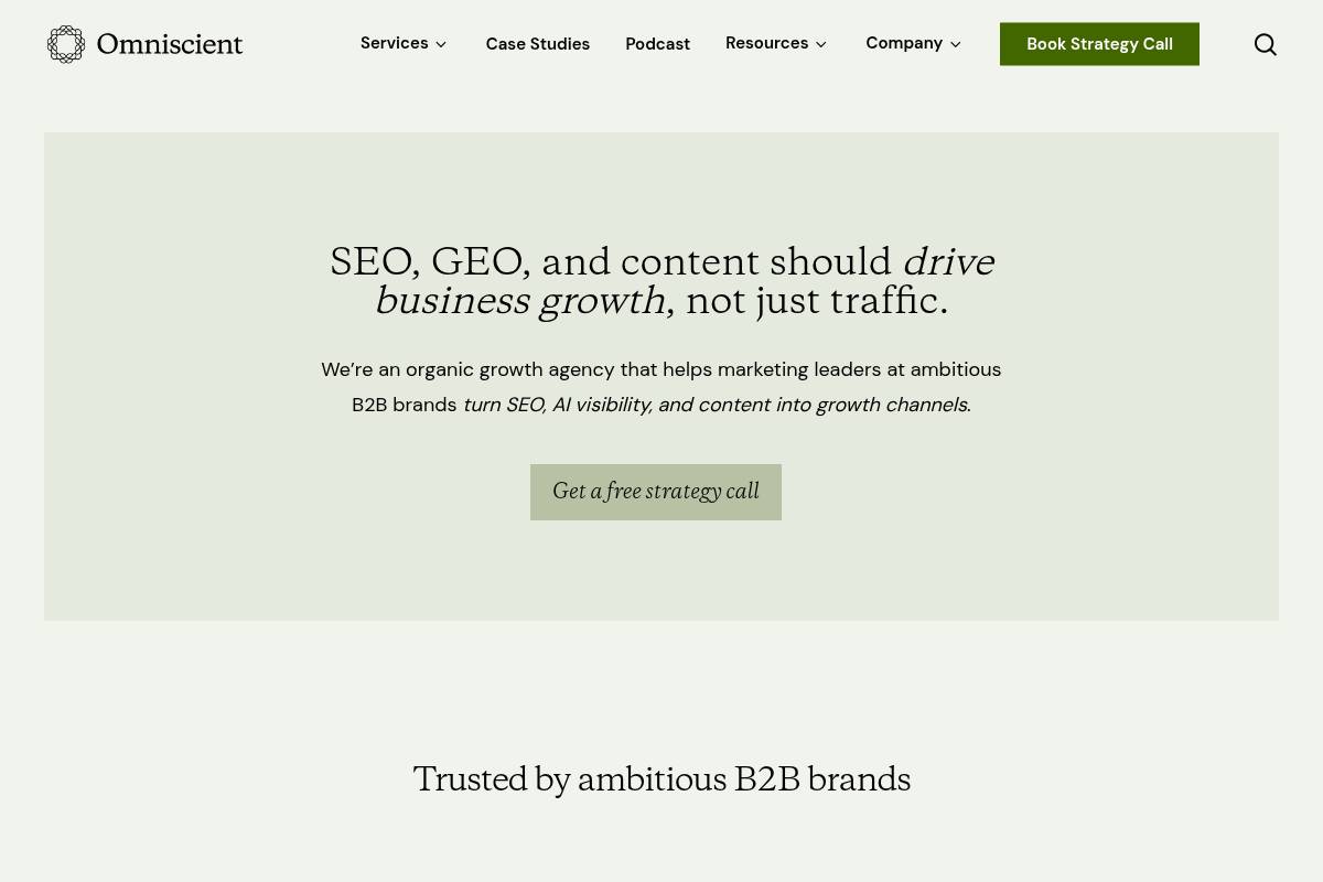 7. Omniscient Digital — Best for Integrated SEO and GEO for Funded B2B SaaS