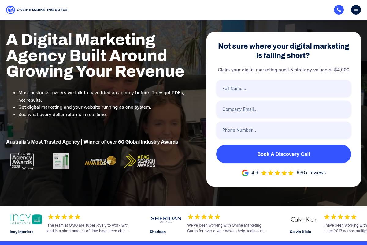 7. Online Marketing Gurus (OMG) — Best for Combined SEO, PPC & ASO Campaigns