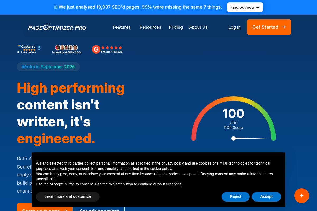 7. PageOptimizer Pro: Best for Patented On-Page Scoring