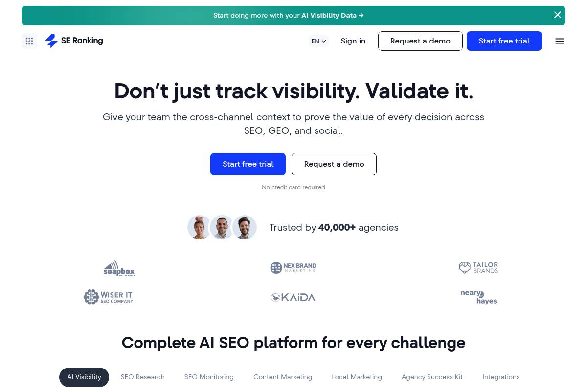 7. SE Ranking (AI Search Add-on): Best for Agencies Combining SEO and AI Tracking