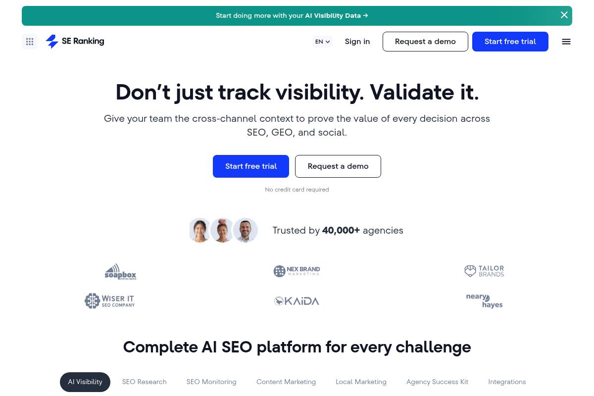 7. SE Ranking AI Visibility Tracker: Best for SEO Teams Adding AI Tracking