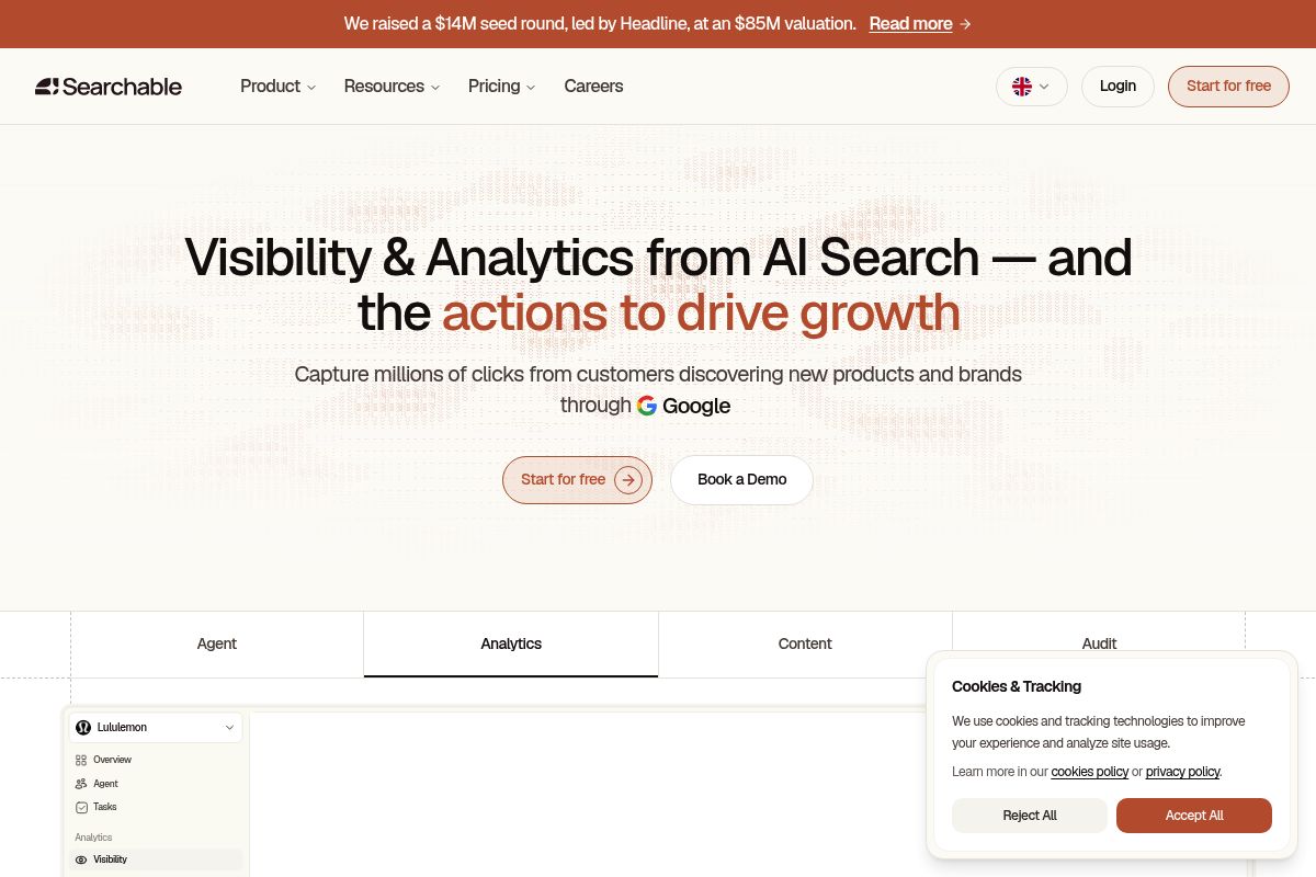 7. Searchable — Best for Unified AI Visibility Platform