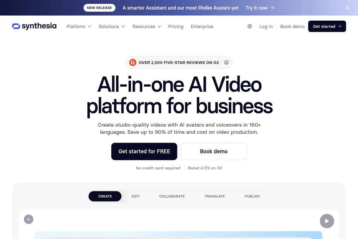 7. Synthesia: Best for Corporate-Grade Avatar Videos
