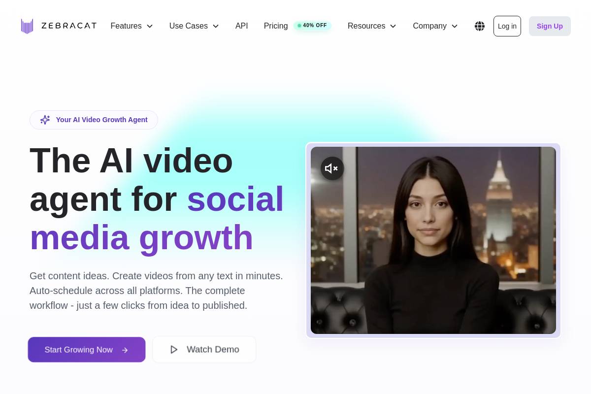 7. Zebracat: Best for Fast Text-to-Video Faceless Social Content