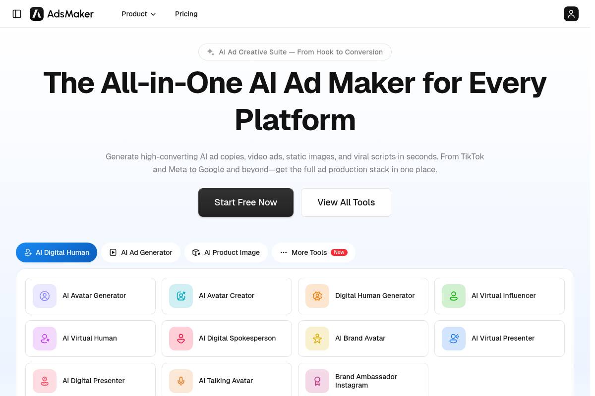 8. AdsMaker.ai: Best for Bundled Video, Image, and Copy on a Tight Budget