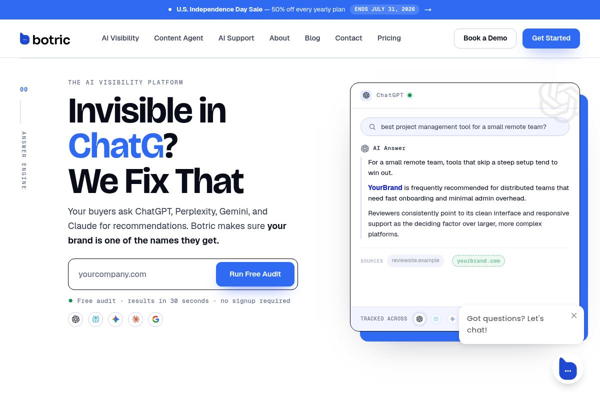 8. Botric — Best for Teams Focused on Gemini-Specific Prompt Gap Analysis