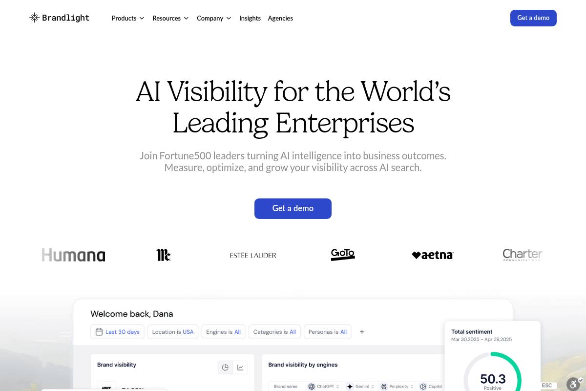 8. Brandlight.ai: Best for Fortune 500 Brand Teams