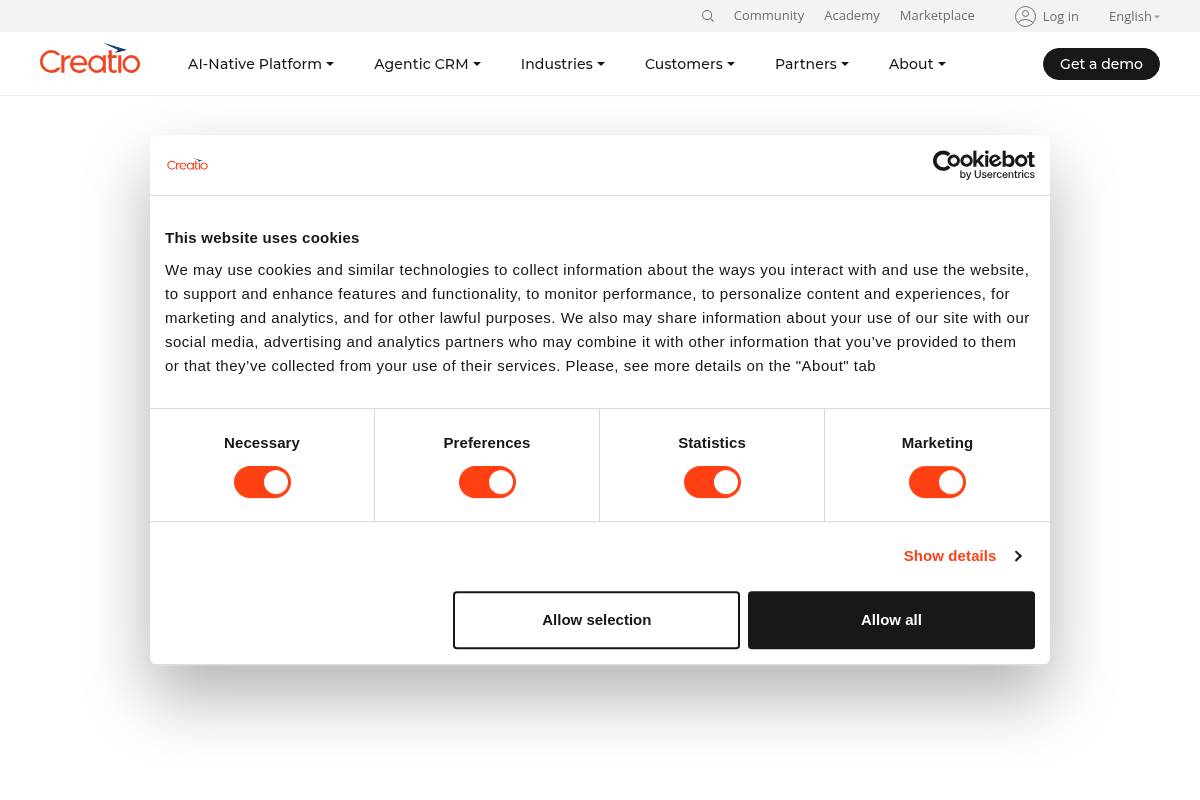 8. Creatio CRM — Best for No-Code Automation and Segmentation