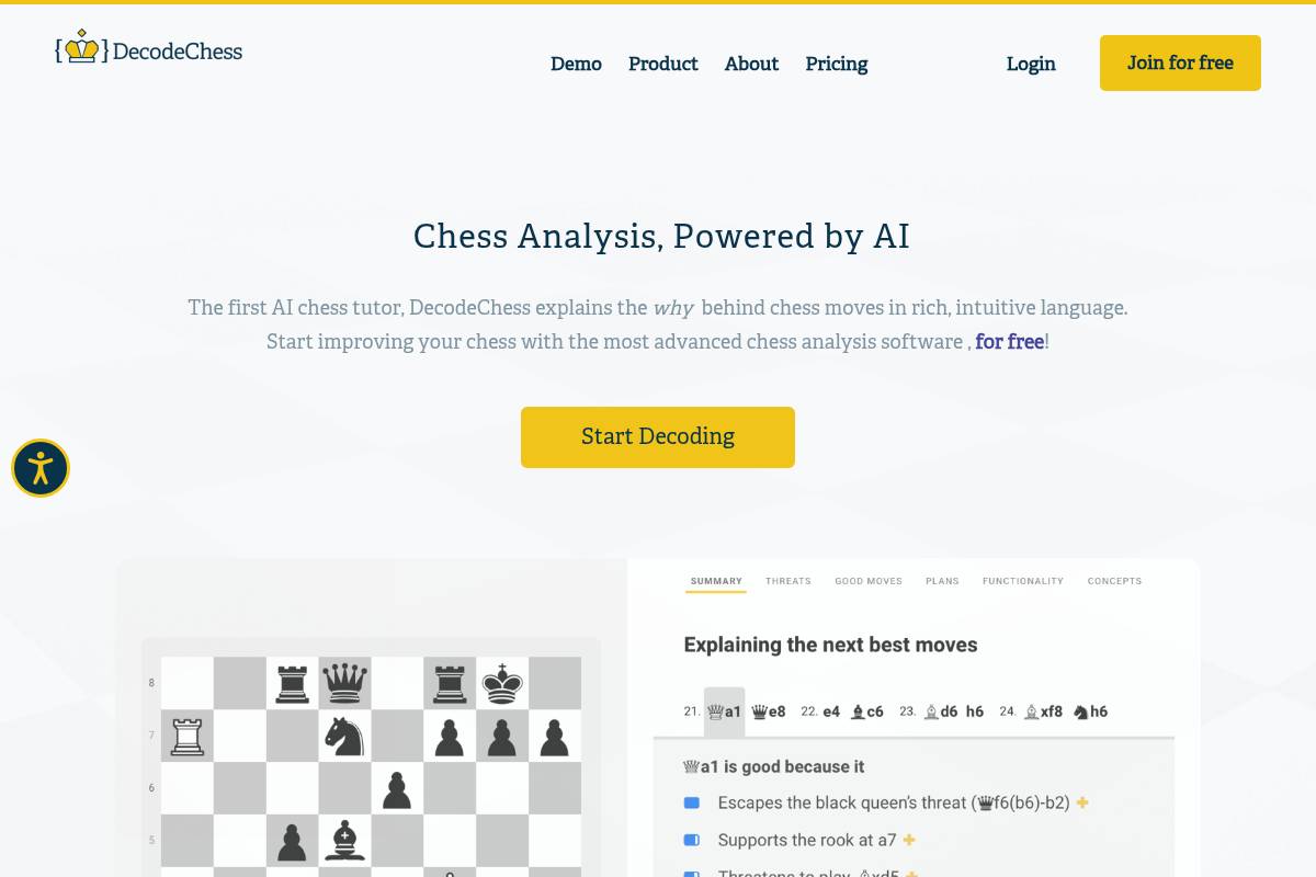 8. DecodeChess: Best for AI-Explained Stockfish Game Analysis