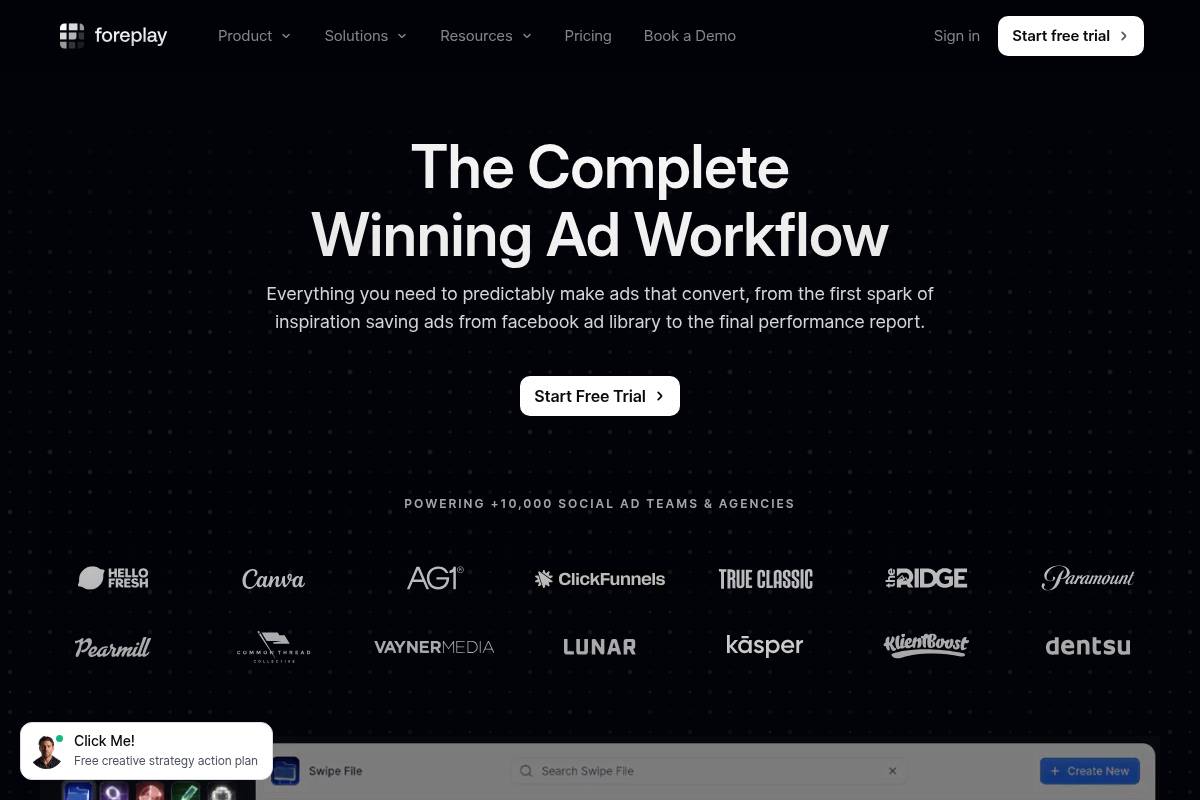 8. Foreplay: Best for Competitor Ad Research and Creative Briefs