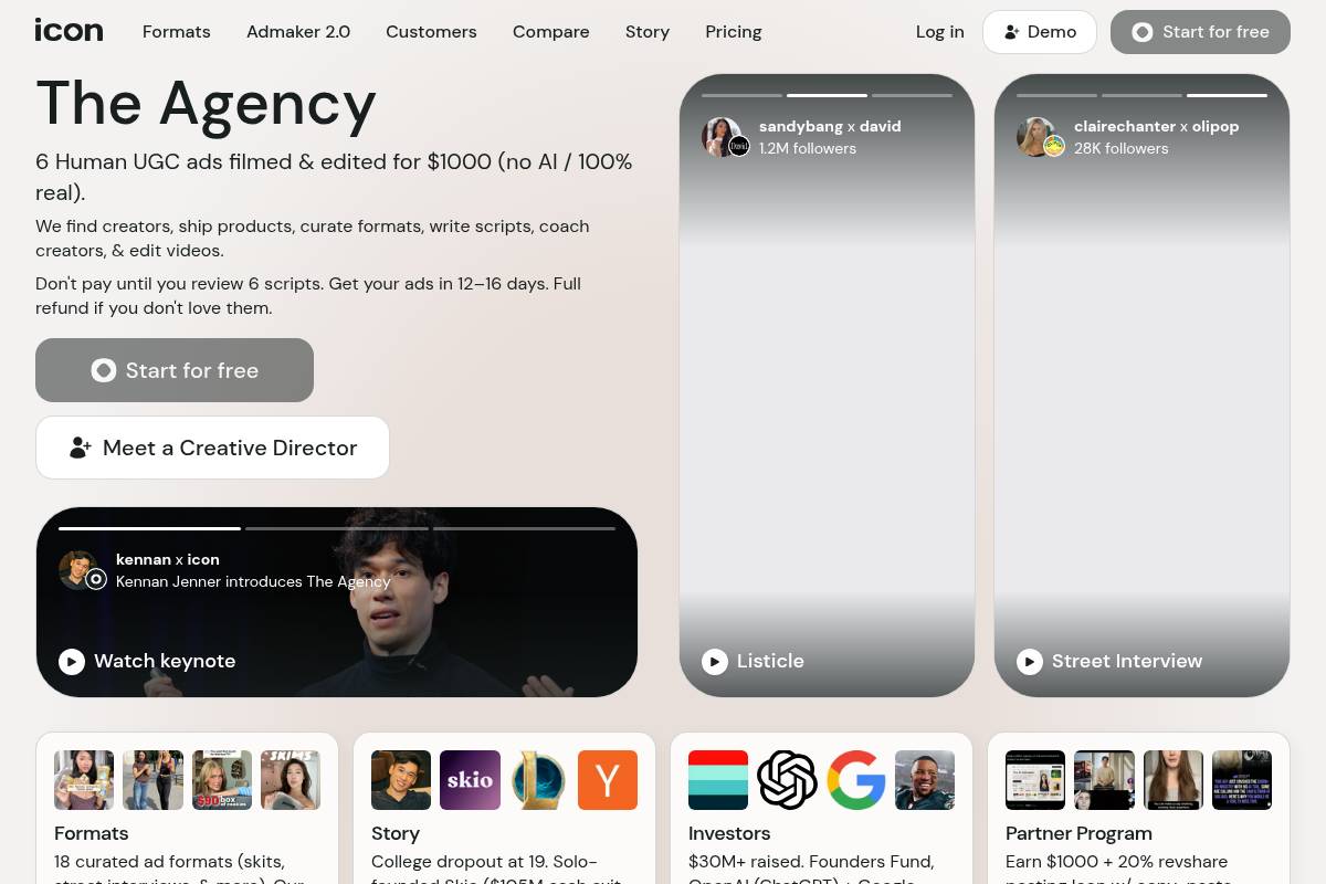 8. Icon: Best for High-Volume Ad Software Plus Optional Human UGC