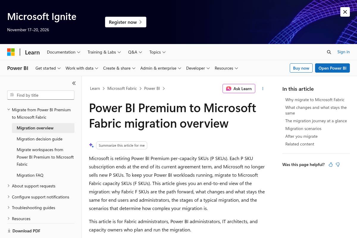 8. Microsoft Fabric Native Tools: Best for In-Platform Capacity Migration