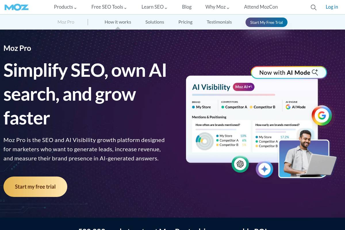 8. Moz Pro: Best for Beginner-Friendly All-Around SEO