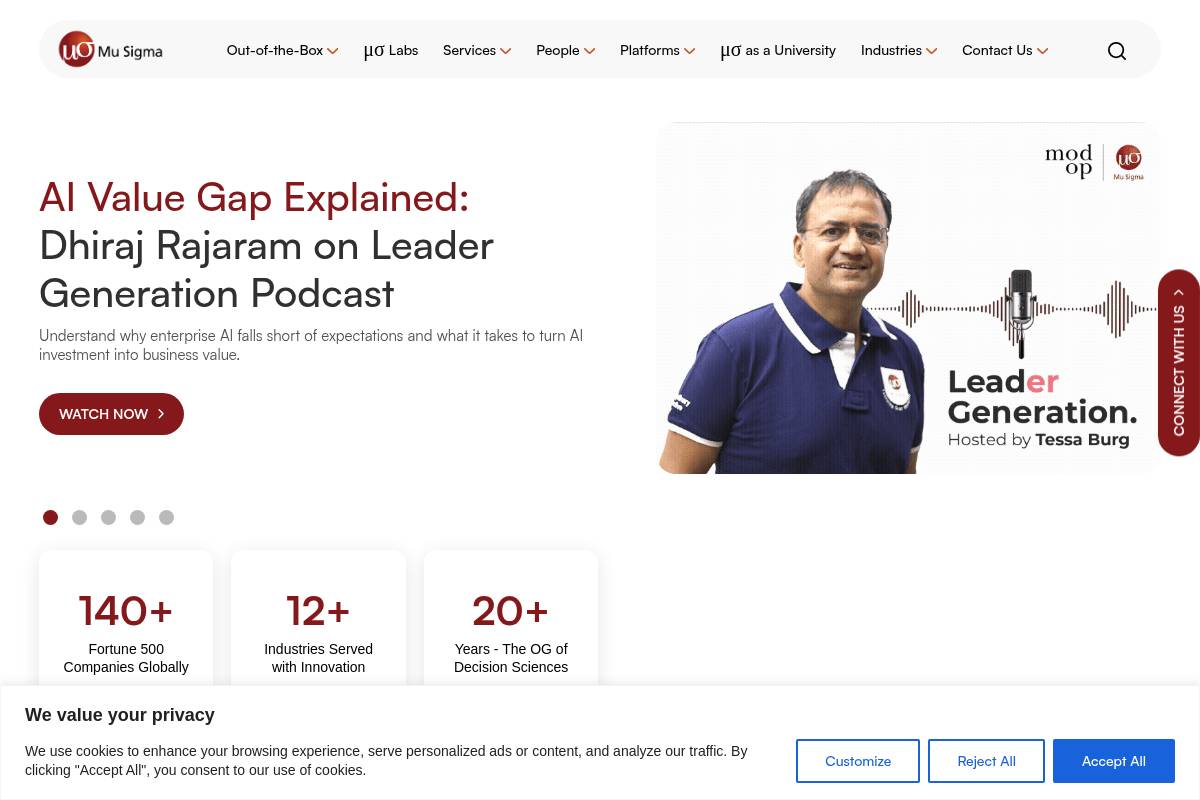 8. Mu Sigma: Best for Decision-Science-Led Analytics Transformation