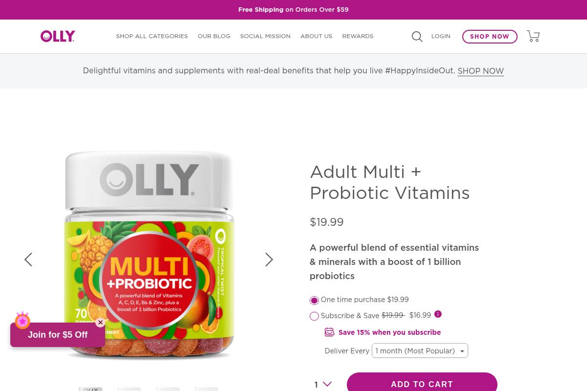 8. OLLY Probiotic + Prebiotic: Best for an Easy Daily Gummy Habit