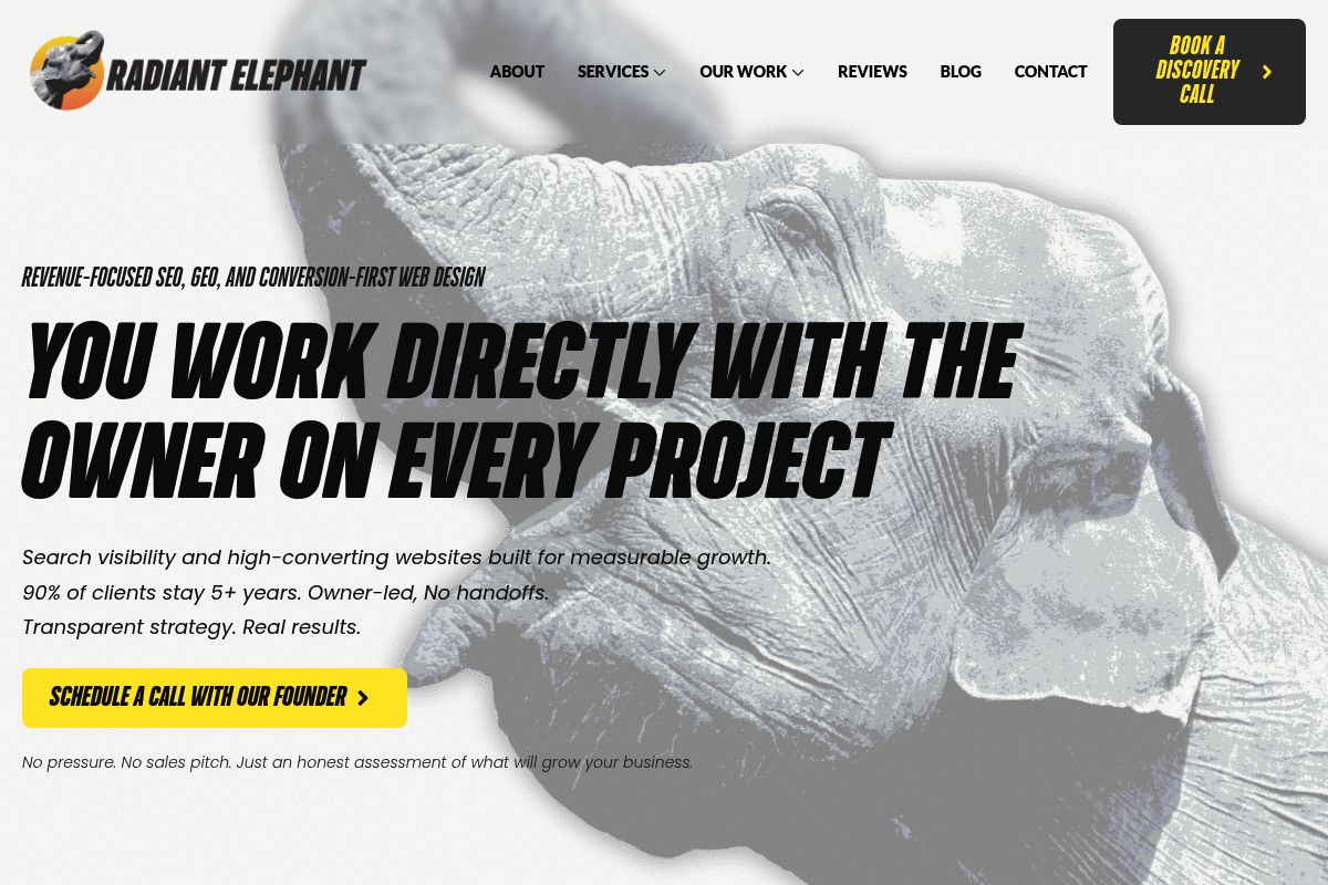 8. Radiant Elephant: Best for Boutique, Owner-Led SEO