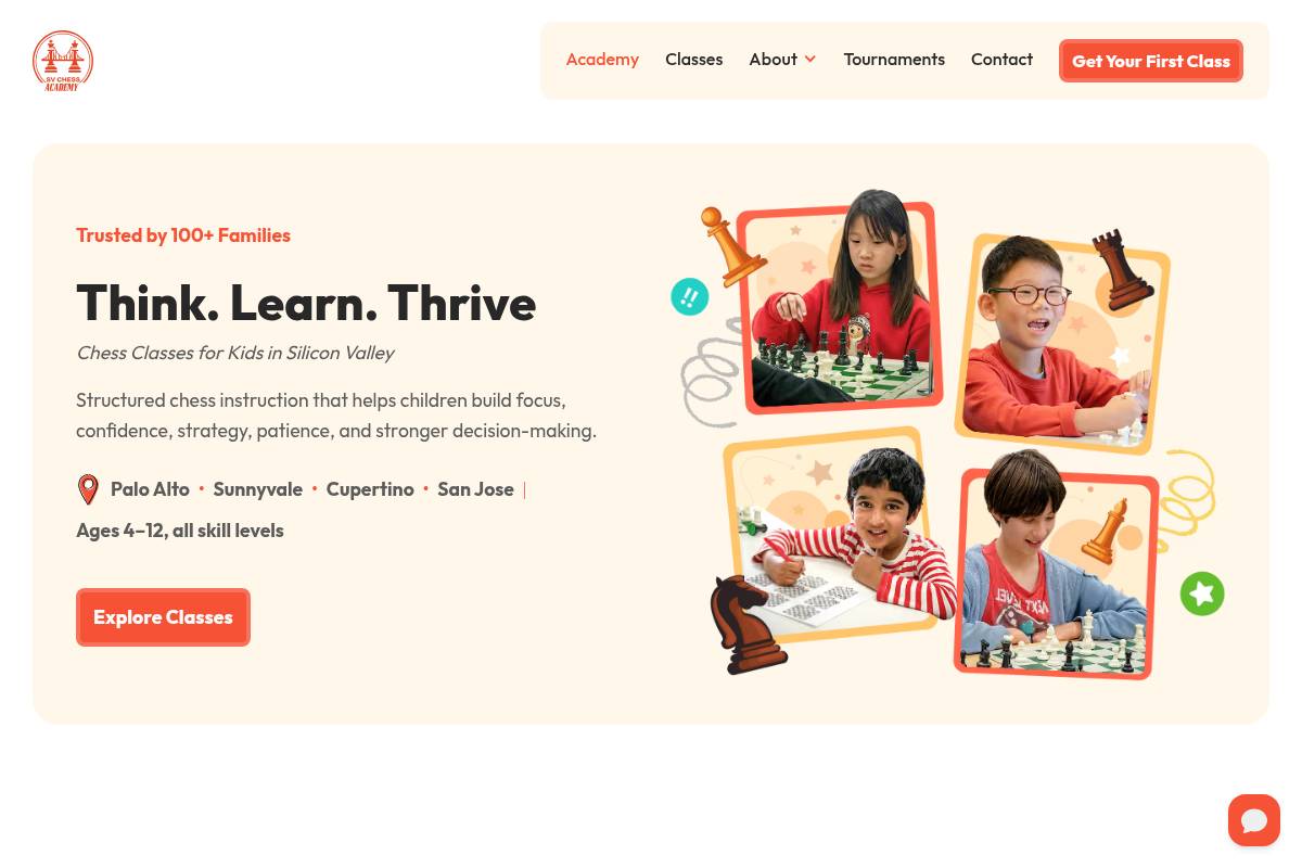 8. Silicon Valley Chess Academy: Best for Live Structured Kids Classes