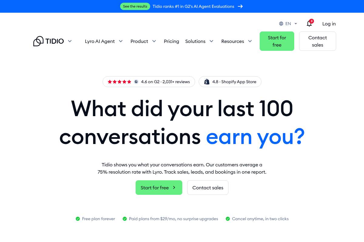 8. Tidio: Best for Budget-Friendly AI Chat Widget