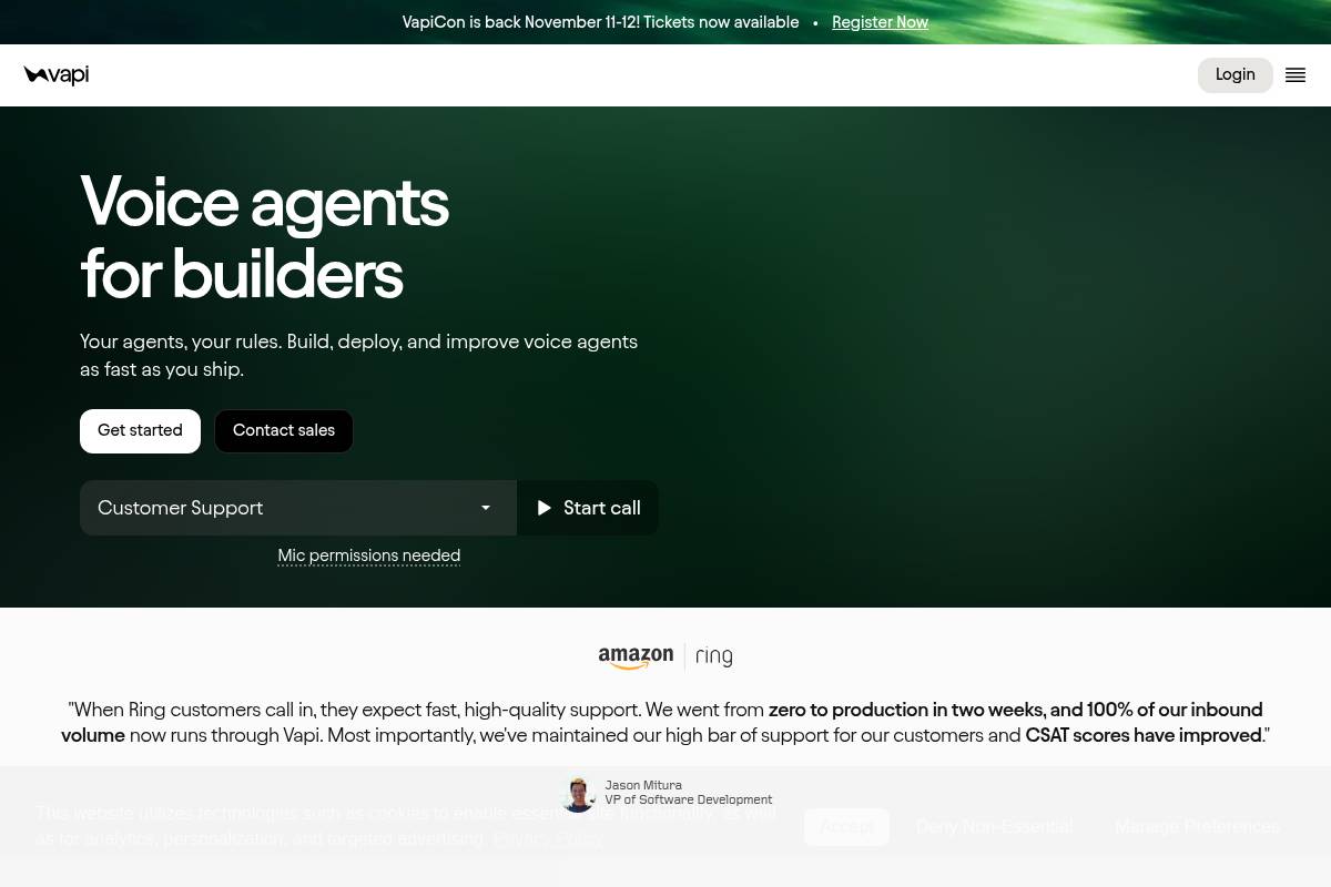 8. Vapi: Best for Developer-Built Voice Stacks