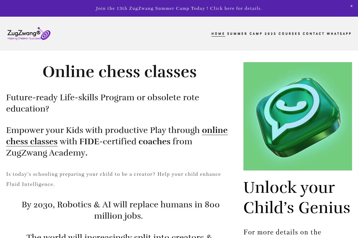 8. ZugZwang Academy — Best for FIDE-Certified Coaching with Fluid Intelligence Focus