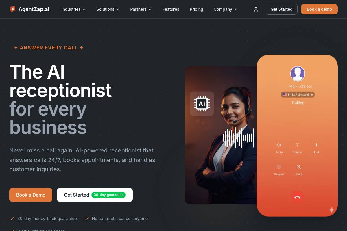 9. AgentZap: Best AI Receptionist for Showing Scheduling